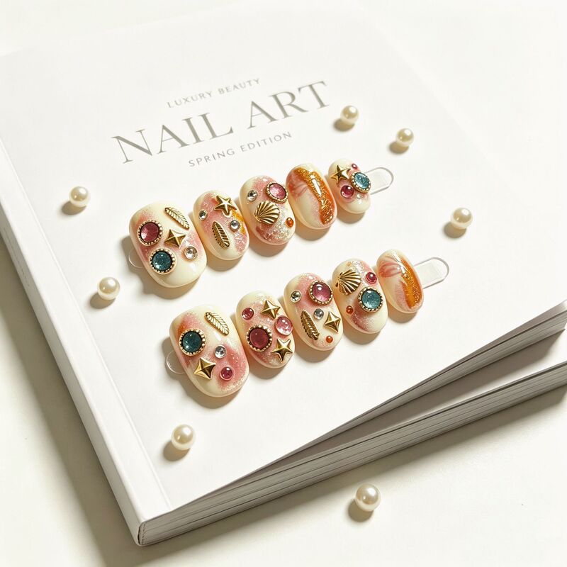 New gradient wearable nails, pure handmade, high-end, whitening, short shell cat-eye manicure, removable fake nails New gradient wearable nails, pure handmade, high-end, whitening, short shell cat-eye manicure, removable fake nails