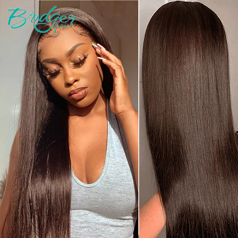 13*4 Lace Headgear Human Hair Color #2 Human Hair Lace frontal wigs_voghion.com