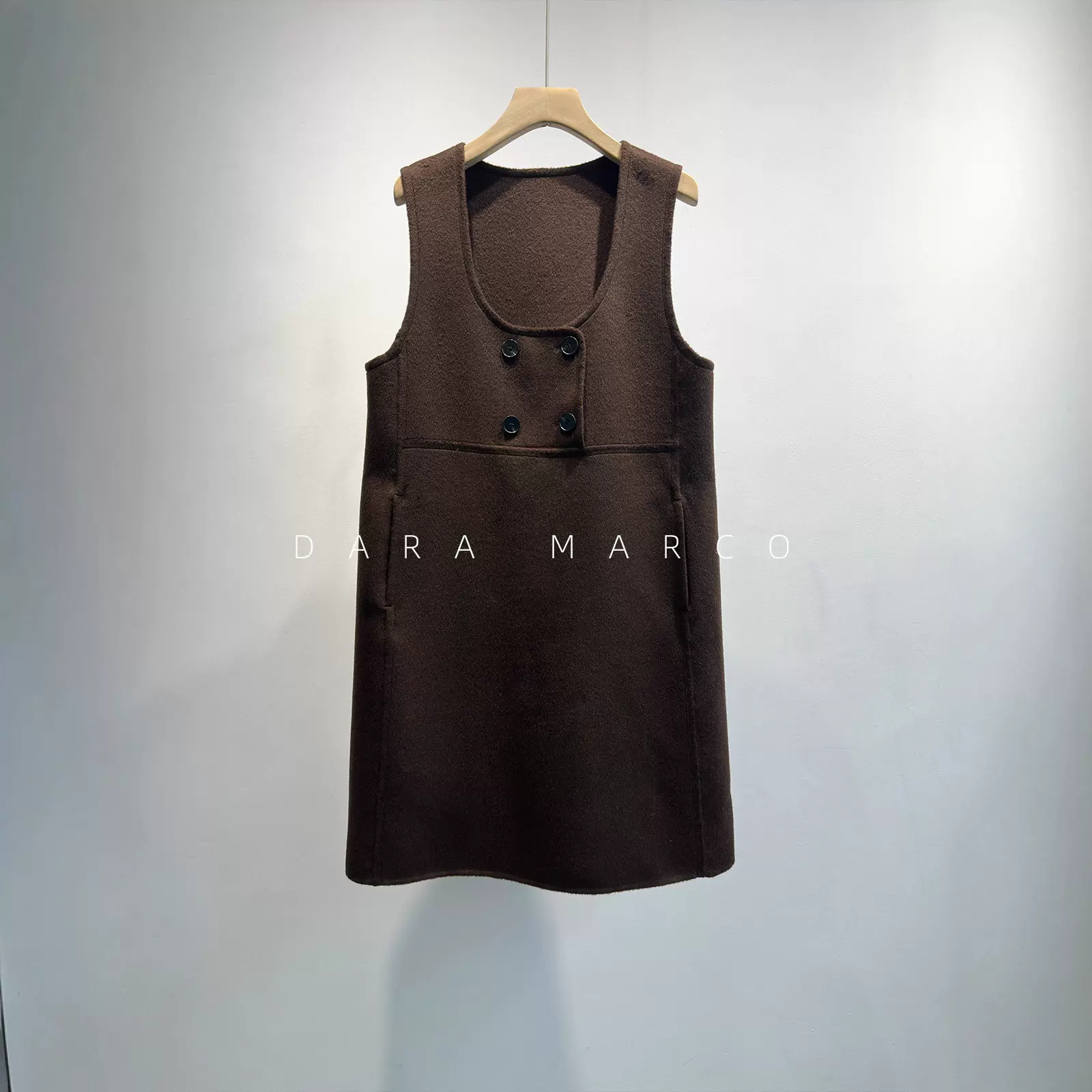 JI简优雅~小禾柜5K＋羊毛双面呢小A廓形无袖连衣裙秋冬内搭叠穿