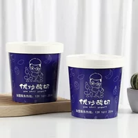 Производитель чашки для супа из крафт-бумаги, круглое упаковочное бумажное ведро с крышкой, рекламная упаковочная коробка для жареного йогурта на вынос с печатным логотипом