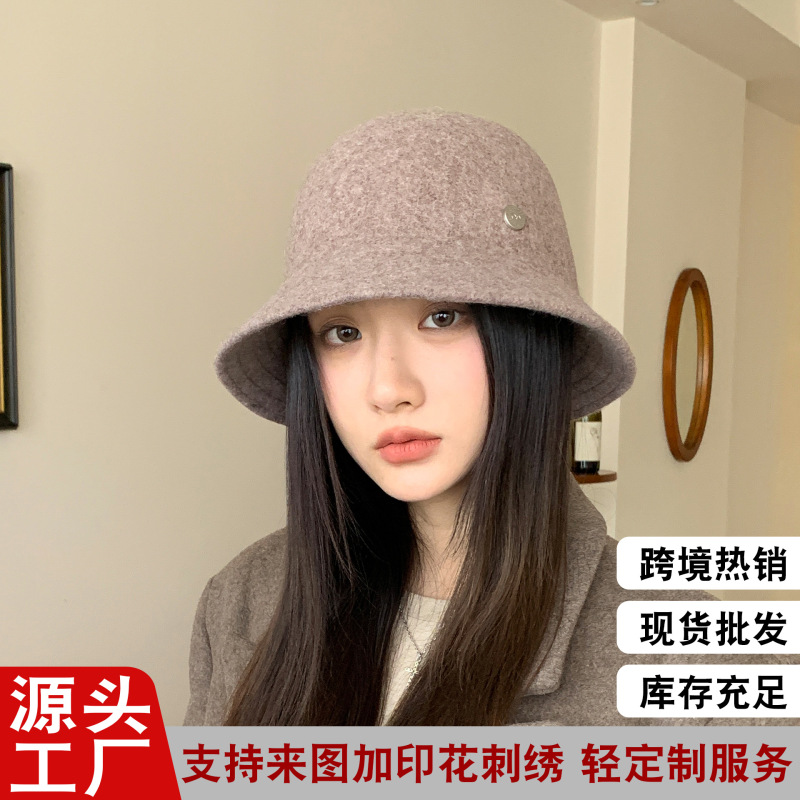 秋冬季新款羊毛保暖盆帽女时尚百搭纯色渔夫帽户外旅游小众帽子潮|undefined