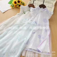Для девочек национальный стиль Cheongsam платье летом с короткими рукавами для детей Новый китайский стиль принцессы Cheongsam платье для девочек Cheongsam