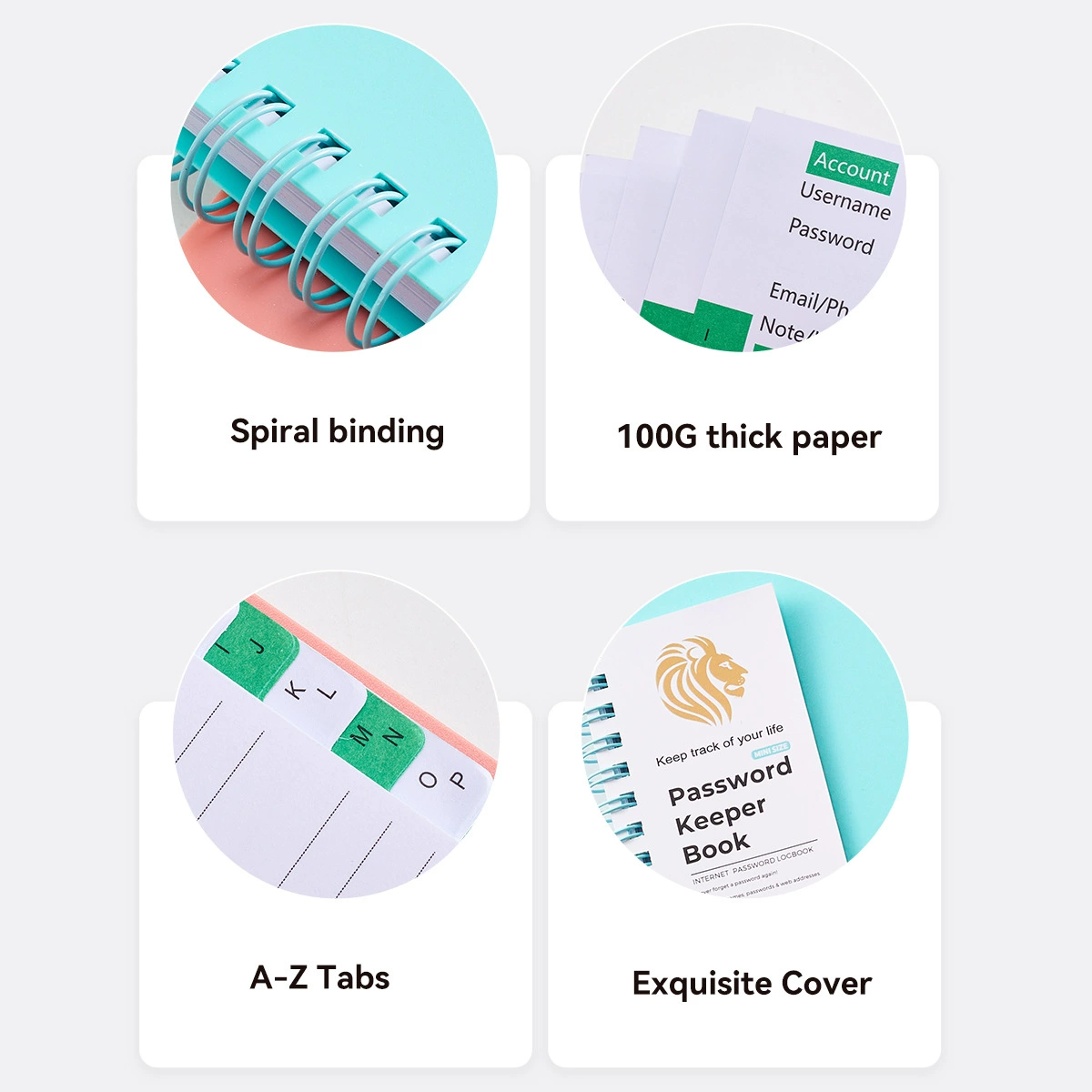 A6 Amazon TEMU hot PP cover coil password notebook with letter label index password notepad