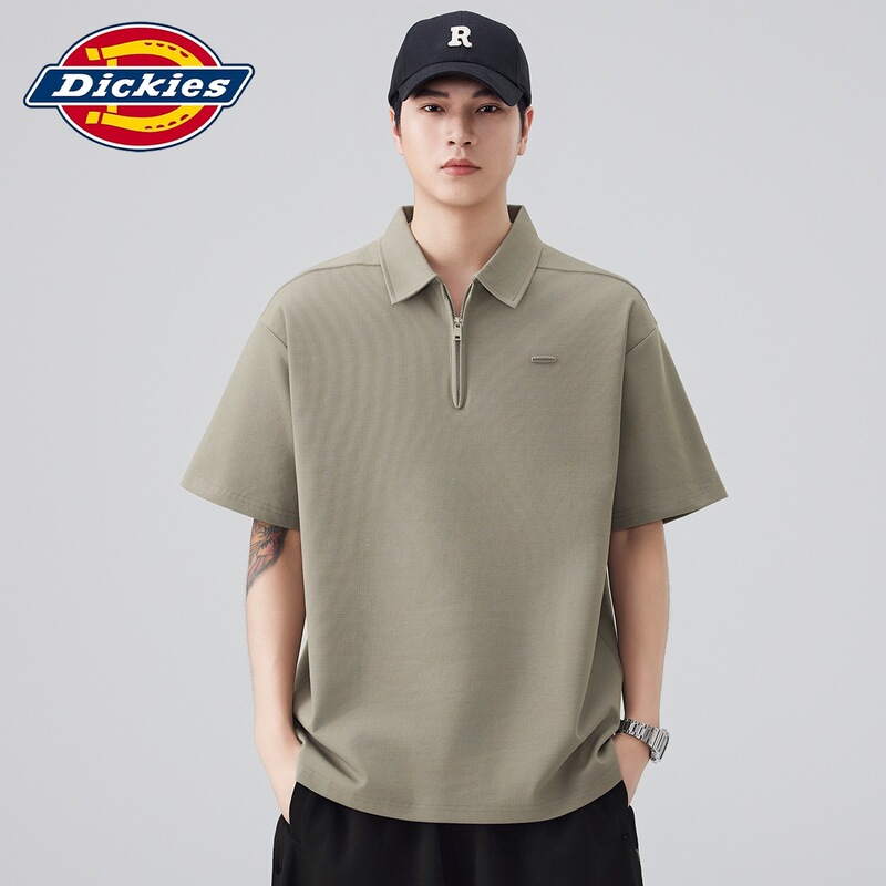 Dickies Special Edition Summer Short-Sleeve Polo Shirt for Men with Embroidered Logo, Japanese Retro Style, Solid Color, Versatile Casual Wear Dickies Special Edition Summer Short-Sleeve Polo Shirt for Men with Embroidered Logo, Japanese Retro Style, Solid Color, Versatile Casual Wear