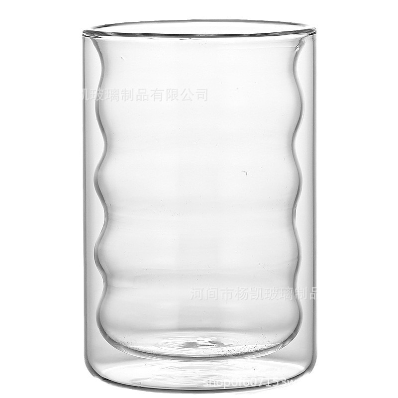 Vaso de vidrio de doble hilo transfronterizo, taza de agua de borosilicato, taza de café, taza de té con leche, taza de jugo, aislamiento térmico para el hogar