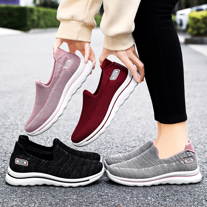 Zapatos de otoño para mujer, cómodos y transpirables, zapatillas sin cordones para personas de mediana edad y mayores, zapatos para caminar informales de suela blanda y antideslizantes, dropshipping.