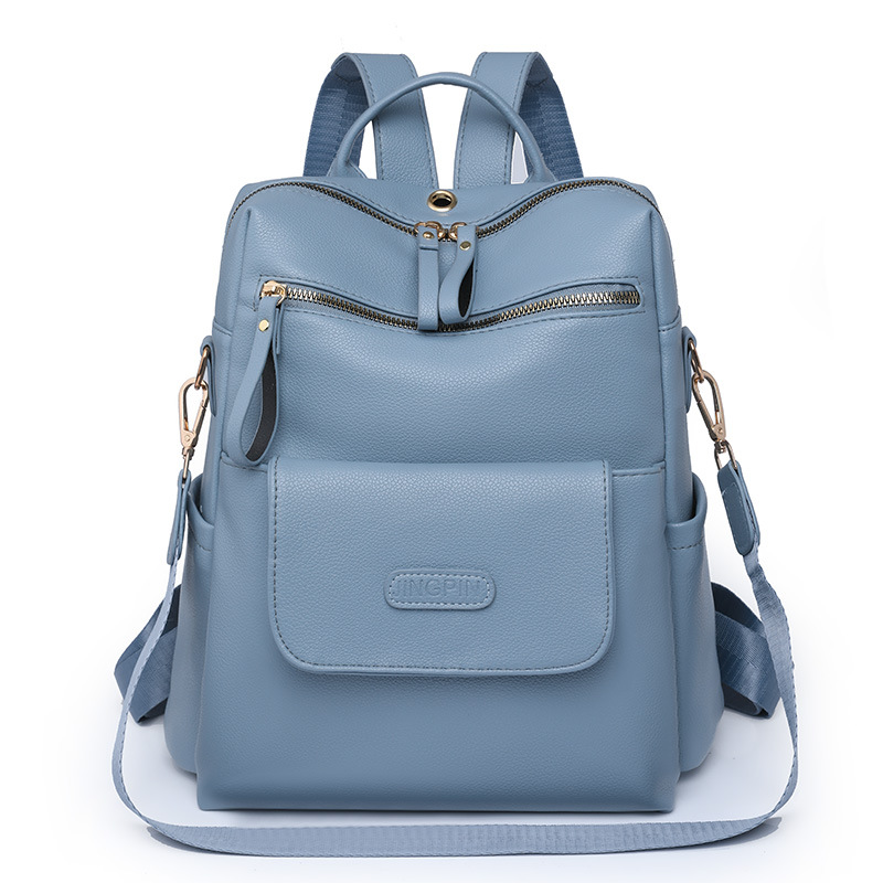 Mochila retro 2025, nueva bolsa para mujer, cuero suave de PU, gran capacidad, doble uso, bandolera, mochila informal para mujer