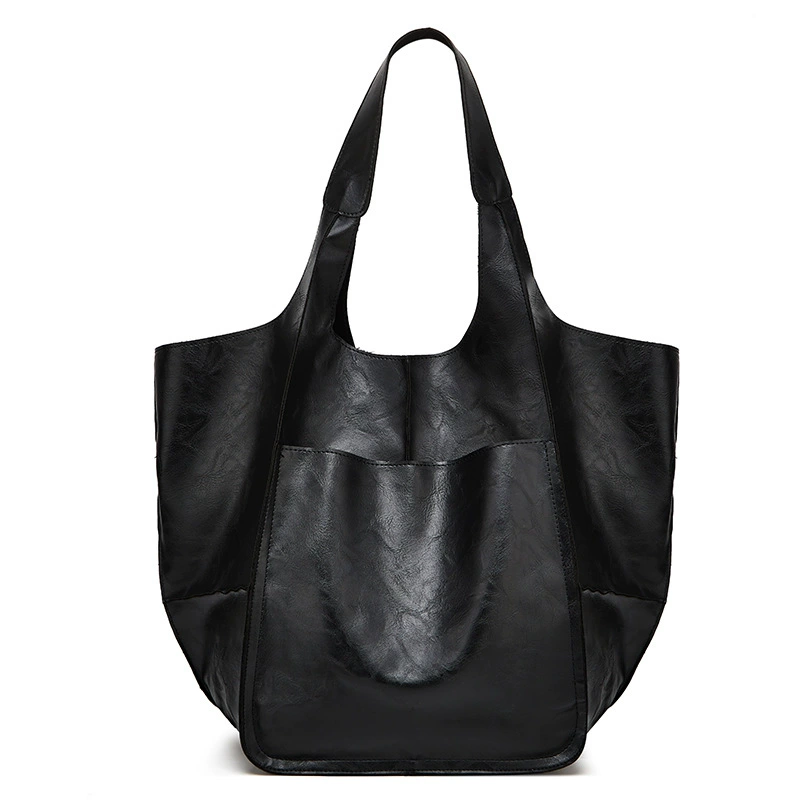 Capacious demi-season retro handheld one-shoulder bag, bag strap, European style, simple and elegant design