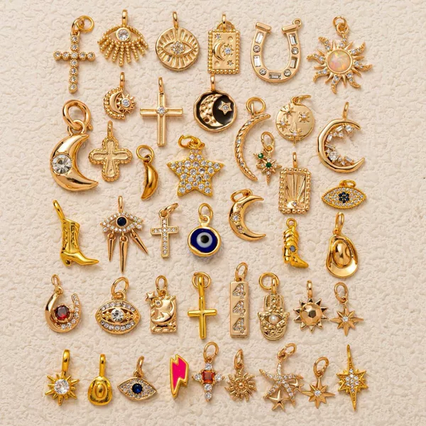 Banana Elephant European and American Cross-Border New Fashion Trendy Sun and Moon Cross Tai Chi Pendant DIY Accessories Gold-Plated Copper