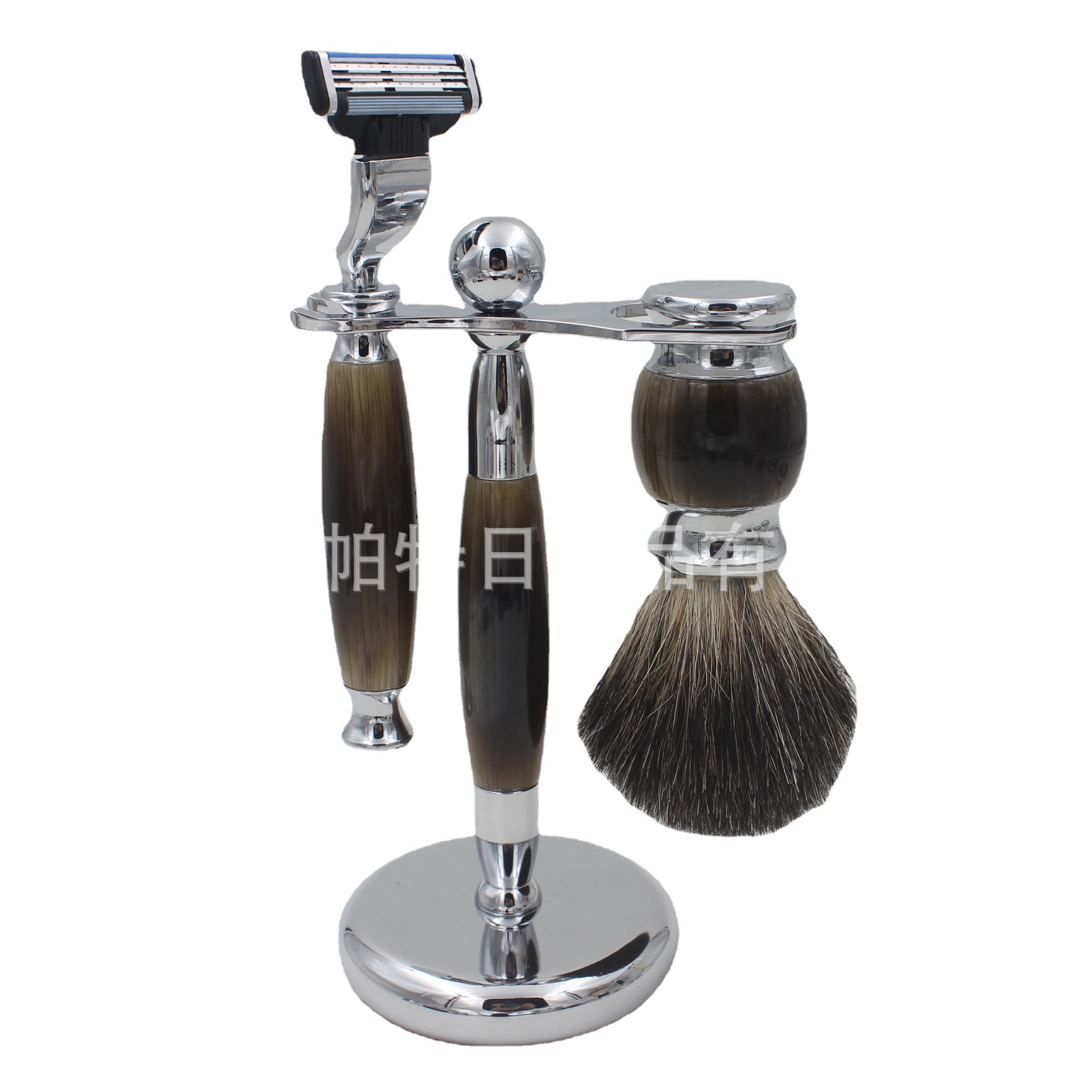 Badger hair beard brush facial cleaning shaving brush bubble brush manual three-layer razor razor set