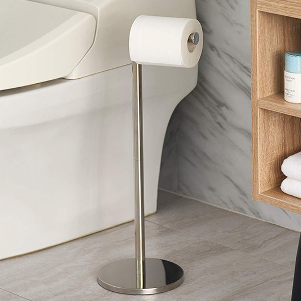 Acero inoxidable transfronterizo vertical toallas de papel de cocina de baño estante de papel de baño móvil estante de papel de baño estante de papel de piso