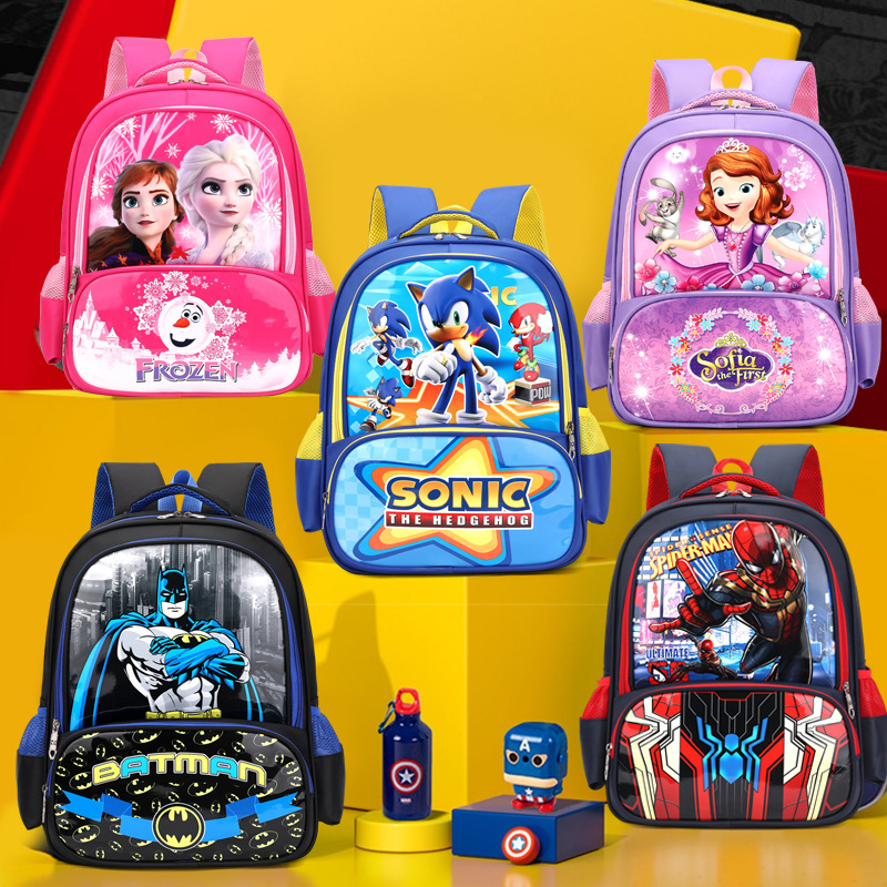 Spider-Man bolsa de dibujos animados de alivio de carga de protección de la columna Nuevo estudiante de la escuela primaria mochila 1-5 grado niños
