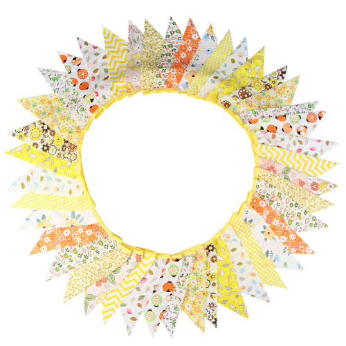 12-meter 42-piece colorful floral wave single-layer cotton fabric triangular flag birthday flag photo background Western wedding flag