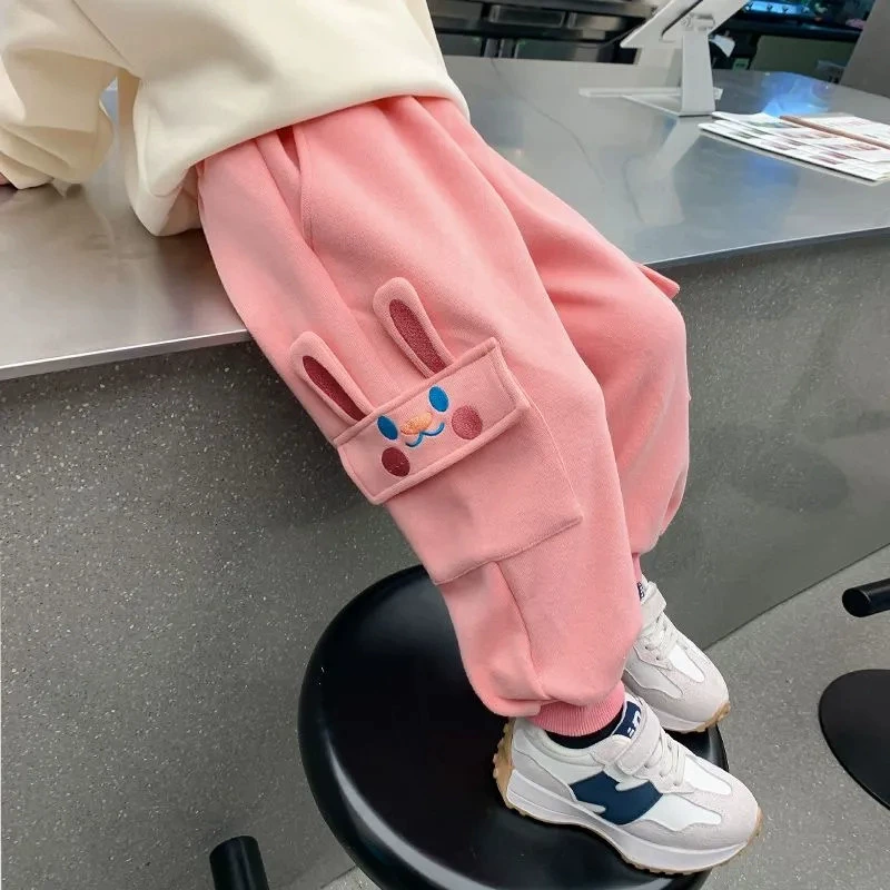 Девушка Весна и Осень Мальчик Весенние брюки Детские милые Штаны Девочки 2024 Новый Весенний Повседневный Мультяшный Канишные брюки