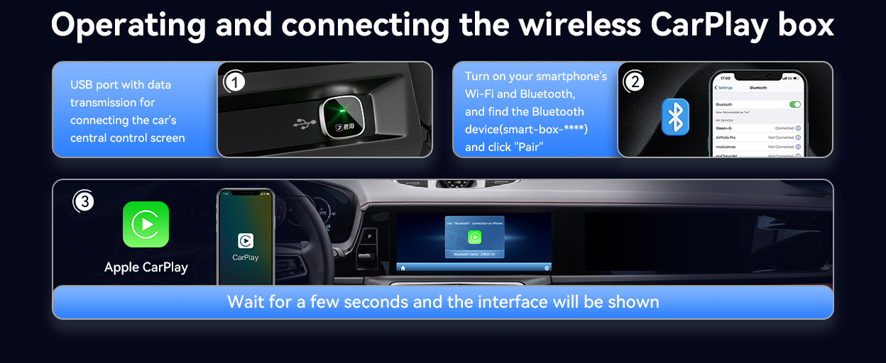 Junyong Original Car Wired to Wireless Carplay Apple Mobile Phone Special Car Interconnection Box Can Navigate and Listen to Music
