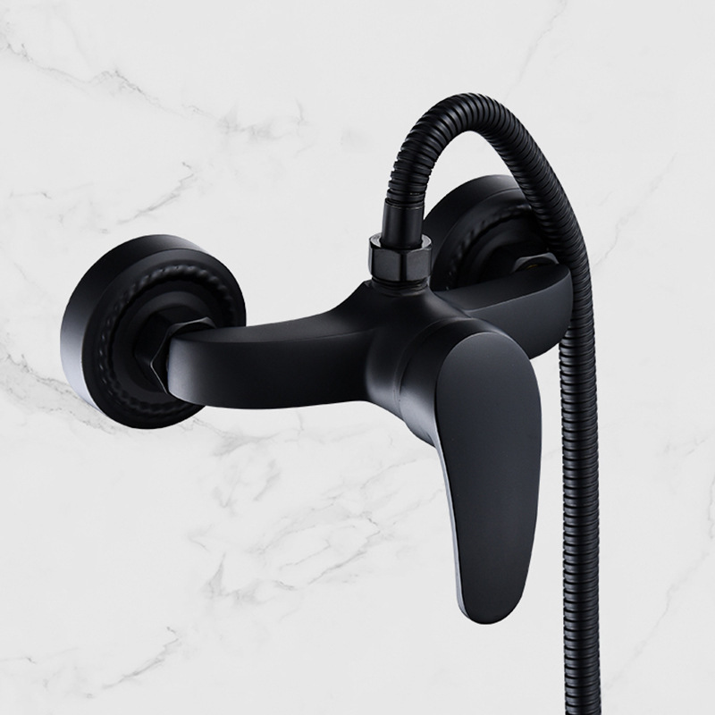 Copper mixing valve black hot and cold bathroom shower suit bath shower faucet water heater shower faucet household