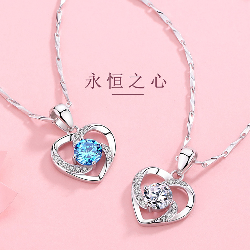 Heart of Eternity S925 Sterling Silver Pendant Korean Edition new pattern A small minority design fashion Light extravagance Pendant Send his girlfriend gift
