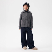 全羊毛针织开衫2026秋冬新款宽松舒适毛衣纽扣翻领毛衫外套女童