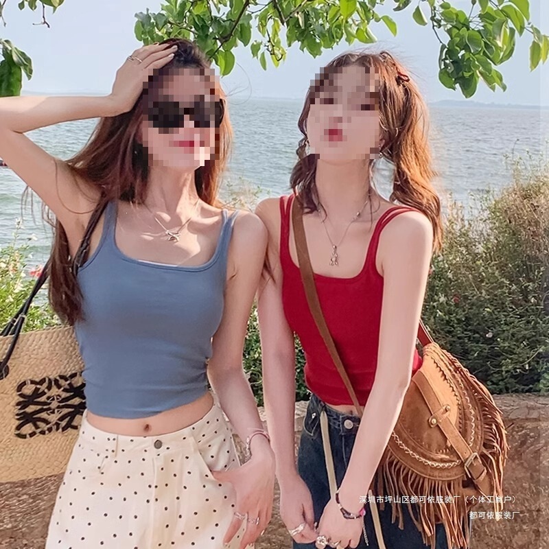 Official Image of Sleeveless Camisole for Women 2025 Summer with Chest Pads, Trendy Outerwear or Inner Wear, Color Matching, Beautiful Back Top