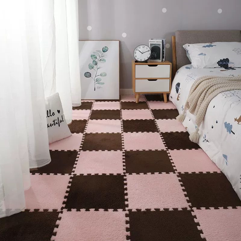 Плоский коврик (INS) 30×30×1.2 см, плюшевые Interlocking плитки для спальни девушки и прикроватной зоны