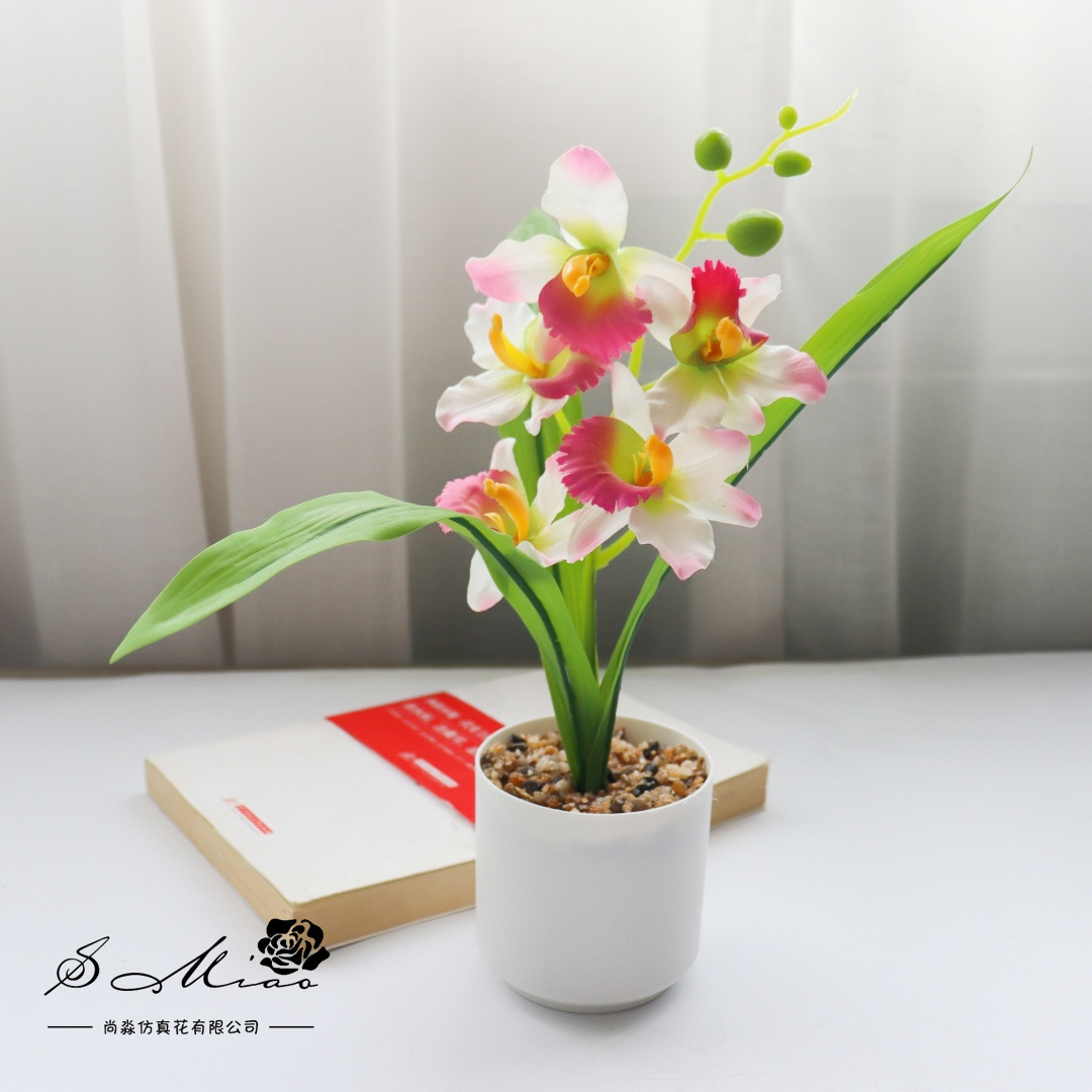 Flores falsas estilo pastoral Xiaozhen orchid bonsai flor de simulación de moda decoración creativa plantación verde artificial simulación maceta image 8