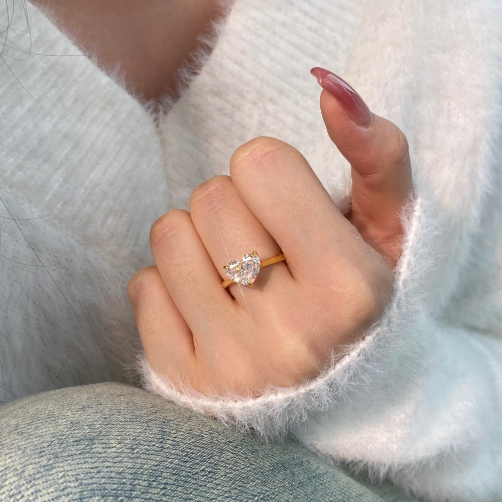 6g Weight Zircon Inlay Material Rings Classification 1 Piece Quantity Holiday, Daily Occasion 925 Sterling Silver Material Heart Shape Pattern Women's Gender Inlay Design Simple Style, Classic Style Style 925 Sterling Silver Zircon Heart Shape Rings 32