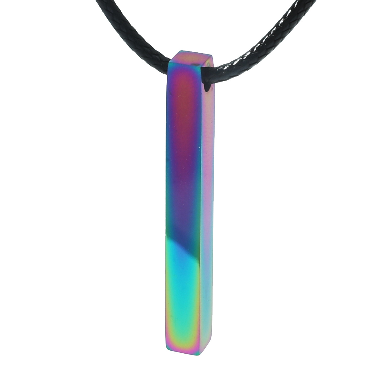 Rechteckige Edelstahlsäule, schlichte, regenbogenfarbene, glatte, geometrische Zylinder-Herrenkette, Bestseller_voghion.com