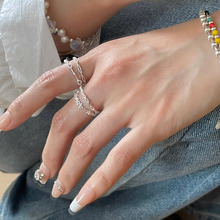 韩版简约爱心线条开口戒指女高级小众设计叠戴素圈不掉色食指环戒
