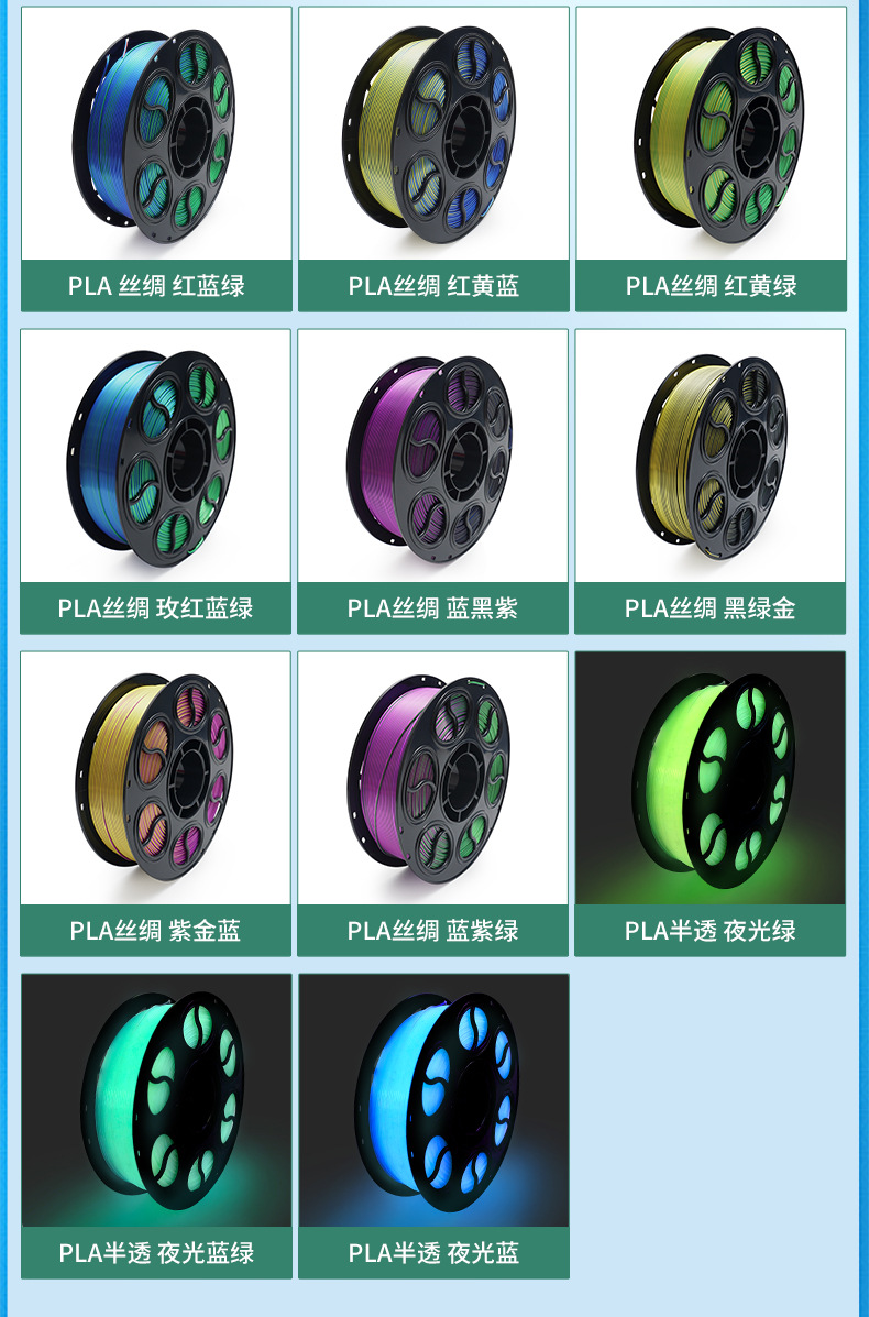 3d打印耗材 PLA夜光彩虹1.75mm 夜光 渐变多色 夜光PLA适用拓竹-阿里巴巴
