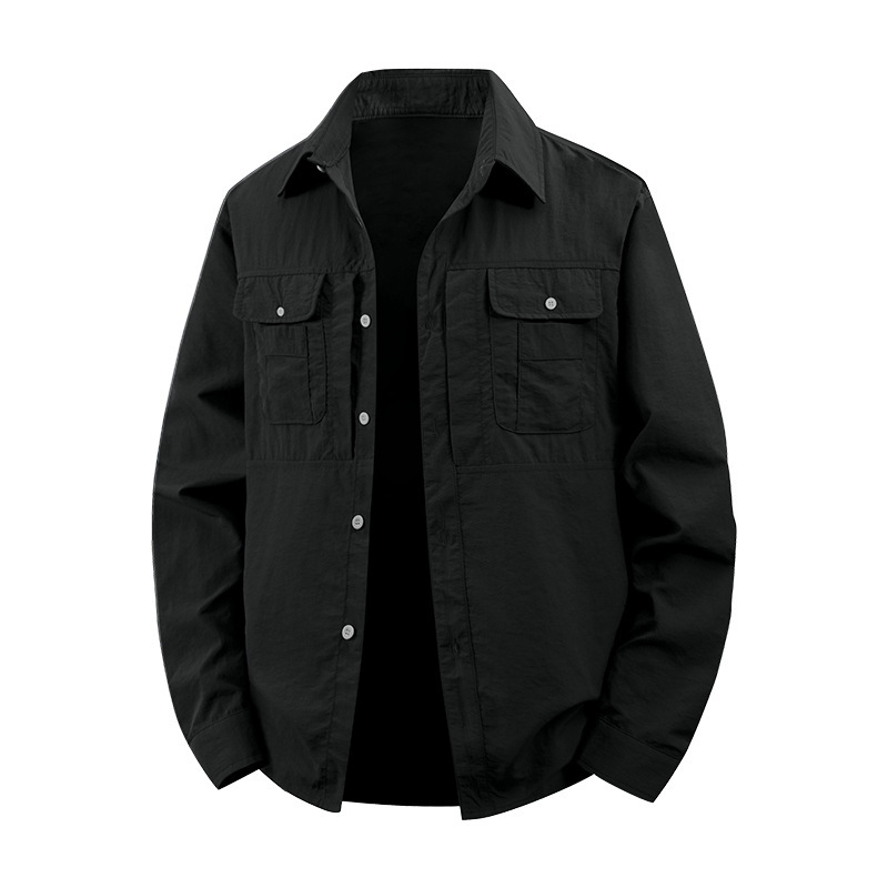 Cross-Border Men's Clothing 2026 Spring and Autumn New Style Jacket European and American Workwear Lapel Long-Sleeve Shirt Loose Casual Plus-Size Top