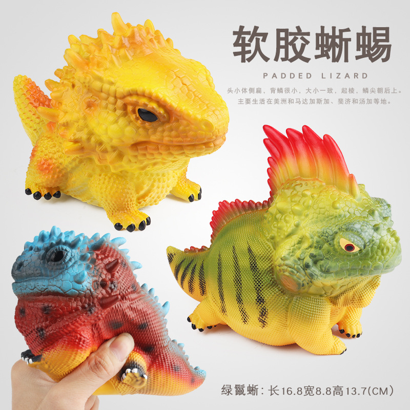 Simulation soft rubber lizard model animal green iguana bearded dragon sea iguana children's cognitive gift stress relief toy