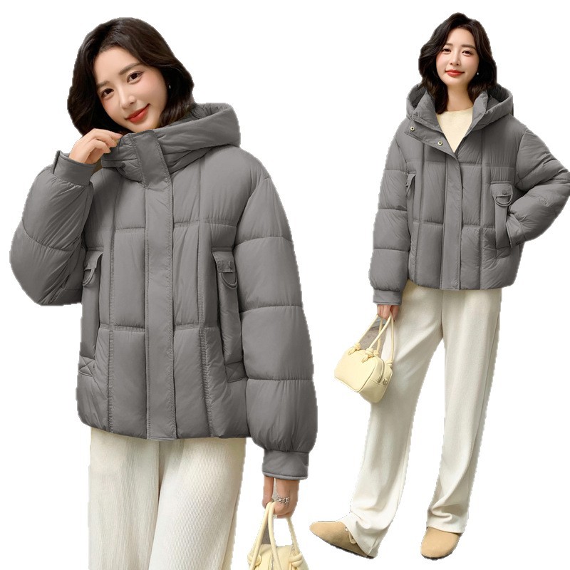 Gran tamaño de moda temperamento encapuchado invierno 2025 nueva ropa de mujer casual abrigo de algodón suelto image 5