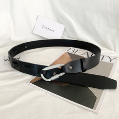 女士腰帶小眾設計高級感腰封女裝飾連衣裙配西裝大衣收腰皮帶黑色