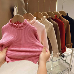 Children's Sweater Autumn/Winter New Arrival Girls' Solid Color Knitted Tops for Infants and Toddlers Stylish Warm Base Layer Sweaters