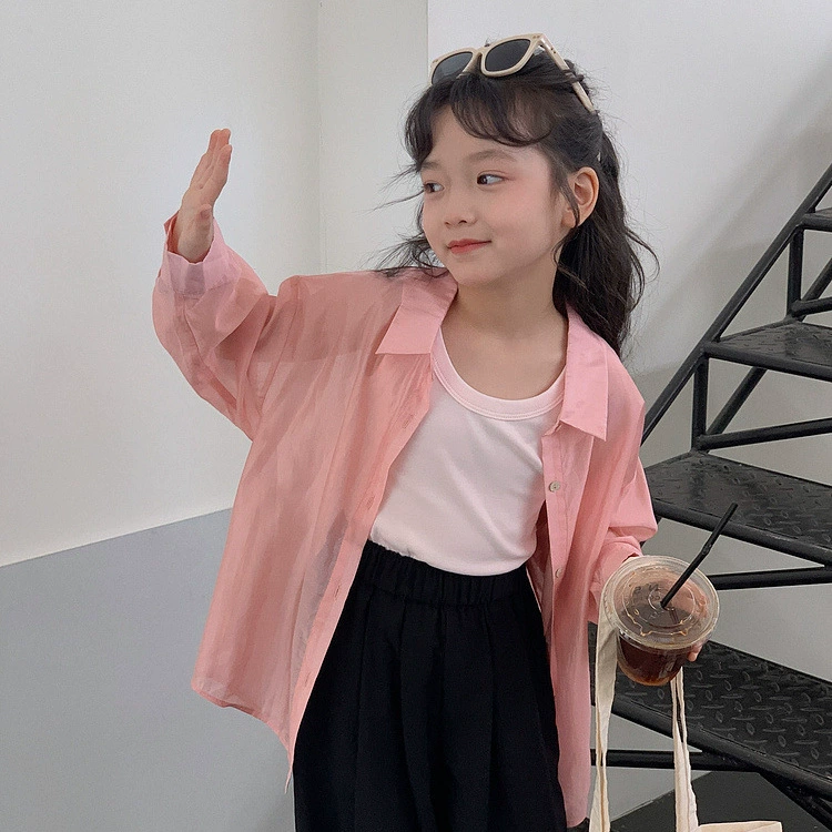 Детская и подростковая солнцезащитная рубашка с длинным рукавом, летняя новинка 2025 года, универсальная, модная