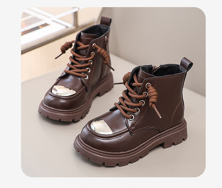 2024 New Korean Fashion Plush Martin Girls' Mid Top Short Boots, Flat Bottom Medium Size Children's Casual Cotton Boots_voghion.com