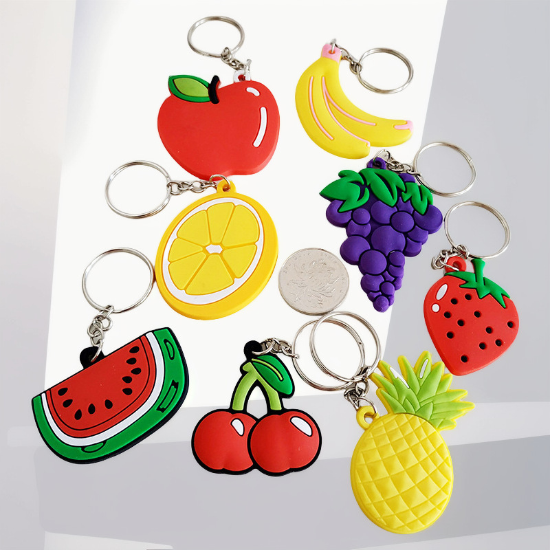 Creative Keychain in Stock Pvc Soft Rubber Keychain Pendant Fruit Bag Pendant Small Gift in Stock