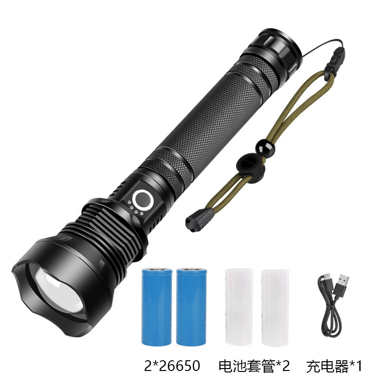 The new P50P90 aluminum alloy flashlight flood emergency warning electric telescopic zoom flashlight