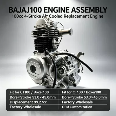Cross-border export of BAJAJ100 motorcycle engine assembly, single-cylinder air-cooled 100cc, compatible with CT100