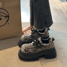 跨境爆款韩系小香风厚底增高休闲鞋2025新款春季时尚百搭系带女鞋