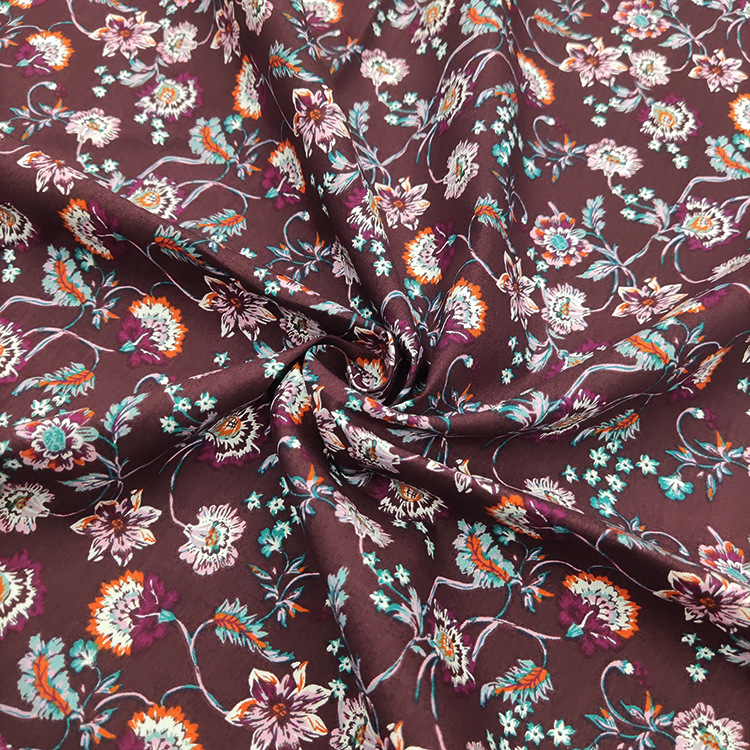 Tejido al por mayor plano flor tropical tela impresa floral 100% algodón tela impresa floral vestido