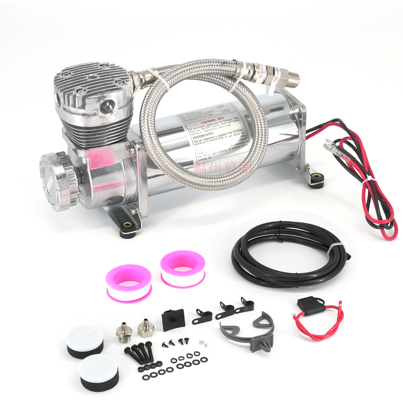 汽车改装悬挂大气泵 12V底盘悬架空气压缩机车载轮胎充气泵1/4NPT