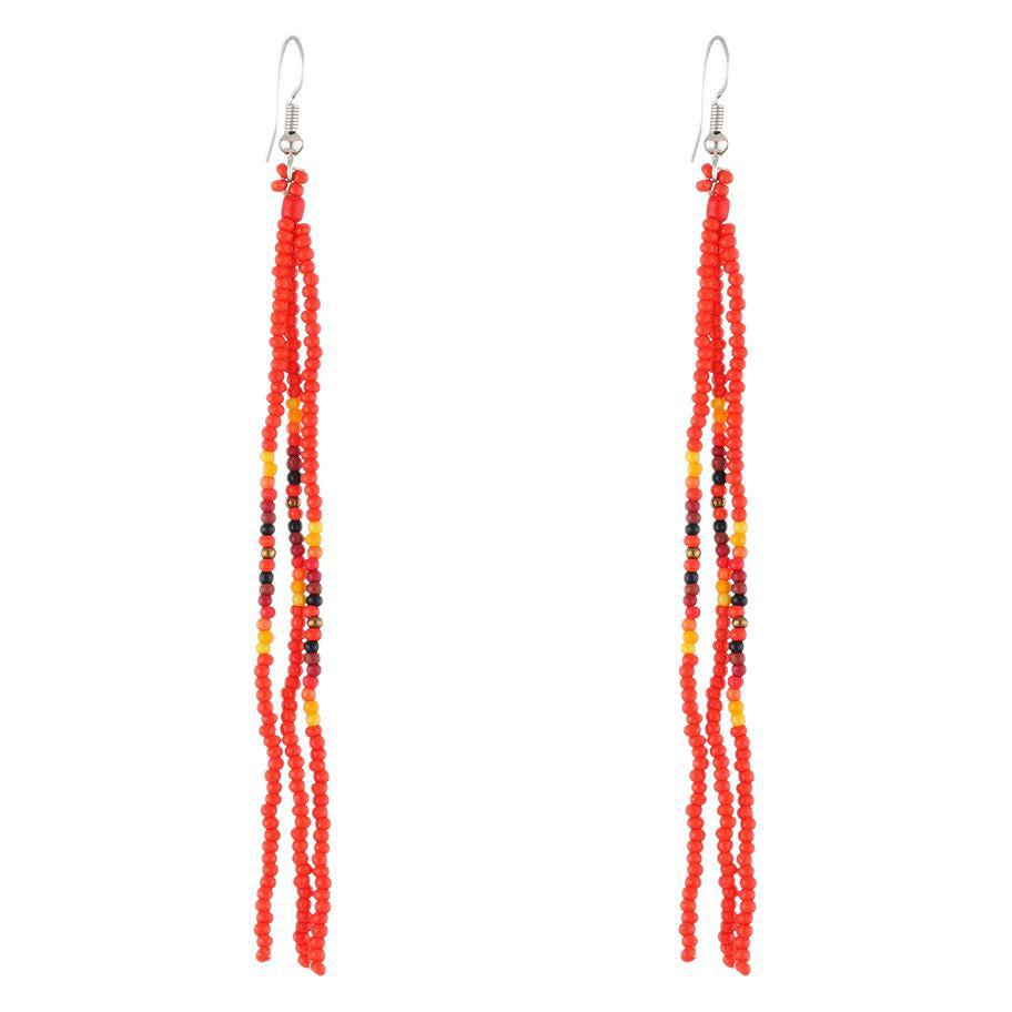 Summer Bohemian handmade tassel rice beads earrings women's long temperament European and American woven earrings earrings wholesale