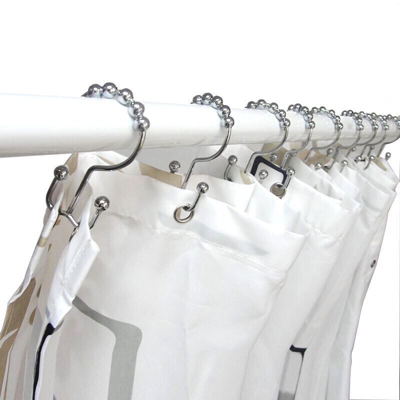 Metal Bathroom Curtain Hooks, Mountain Hook Bathroom Curtain Hooks, Curtain Hooks for Home Use, Stainless Steel, Double-Sided S-Shaped Hooks