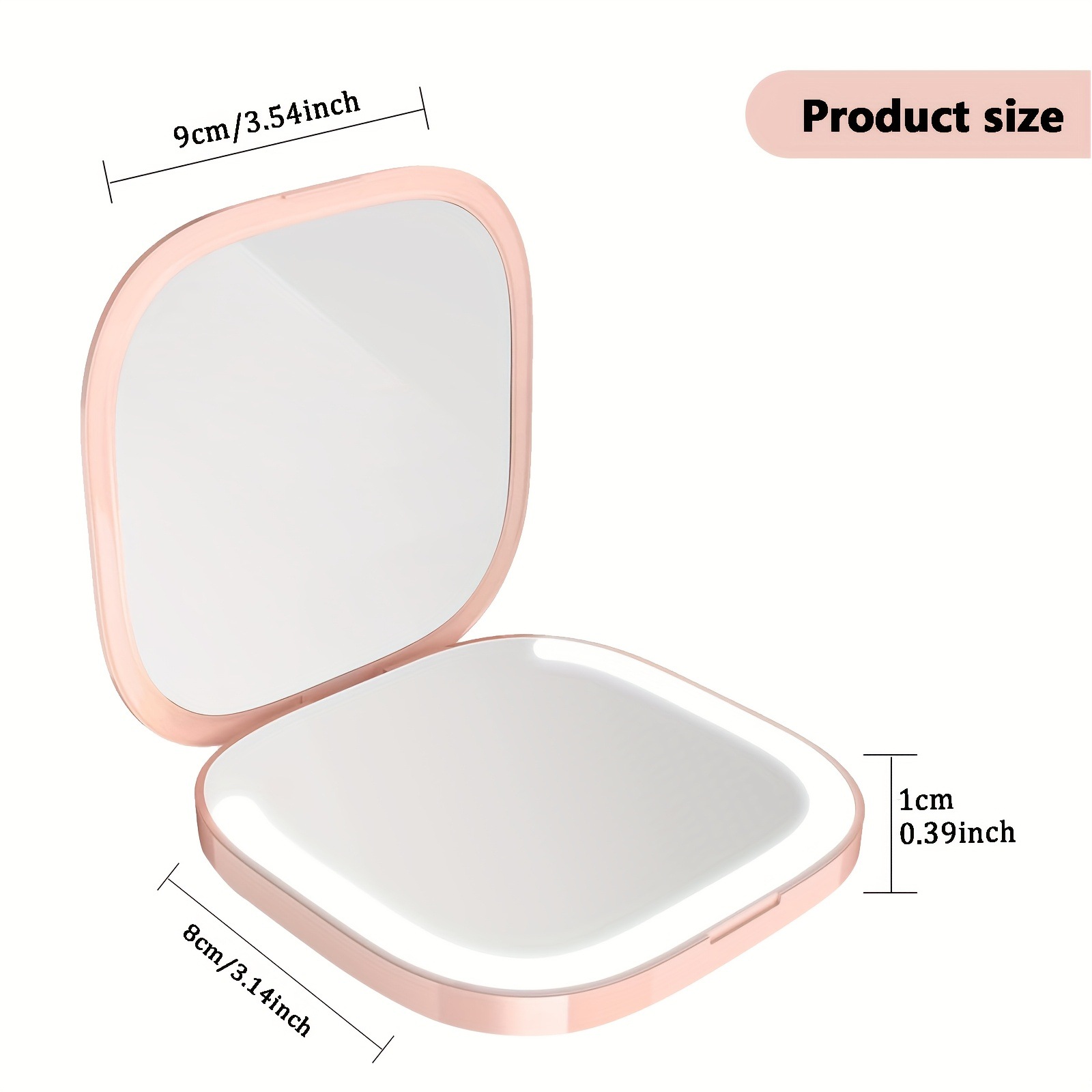 Led Lighted Handheld Mirror 2 Sided Magnifying Glass Mirror