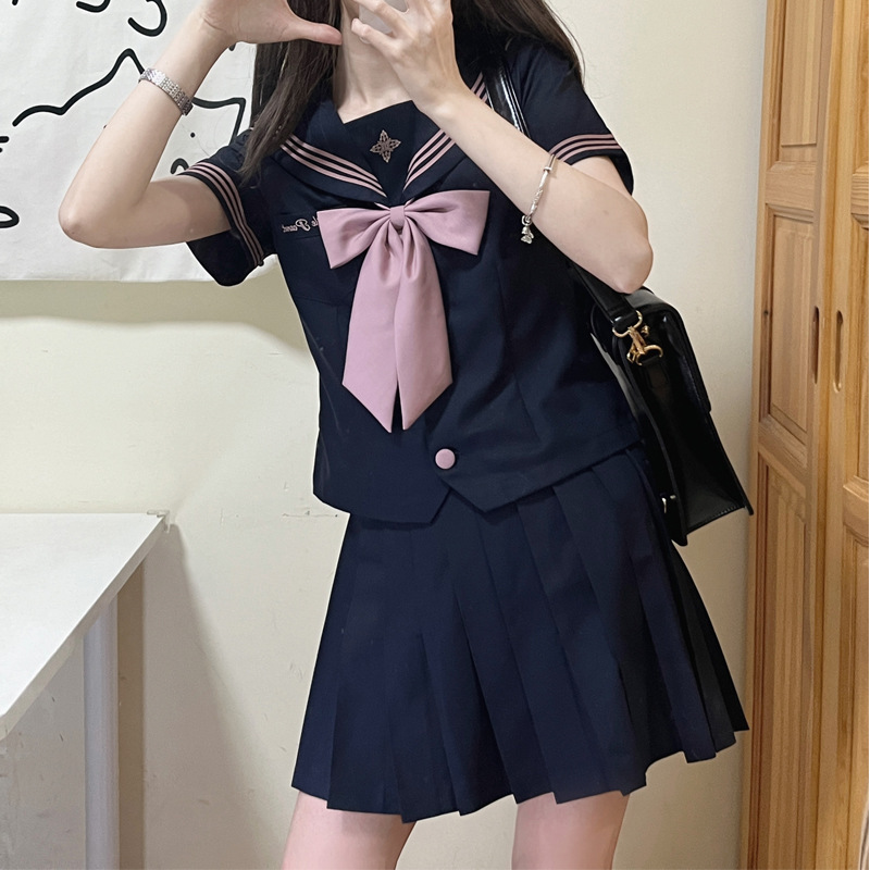 Qiu Yuanyu Linglan's Private Preppy Style Ding Dahl's Outfits Fen Sailor's Clothing Long and Short Sleeve School Supplies for Spring & Fall