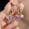 Purple fashionable earrings from pearl, 2024 years, internet celebrity, light luxury style