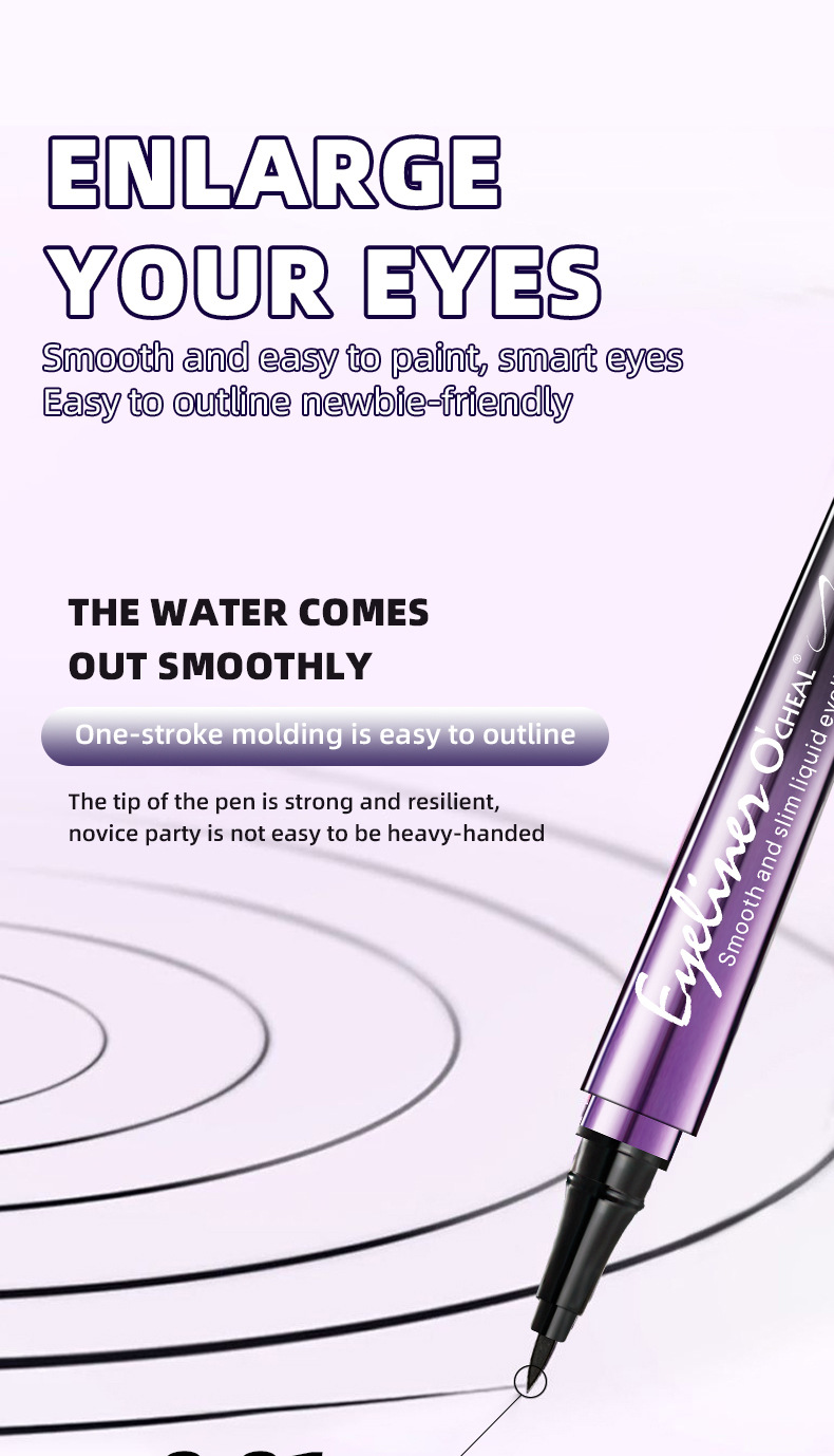 OCHEAL Extremely Fine And Quick-drying Eyeliner Pen Waterproof, Sweat-proof And Non-smudging, Thin Head Cool Black Water-based Pen_voghion.com