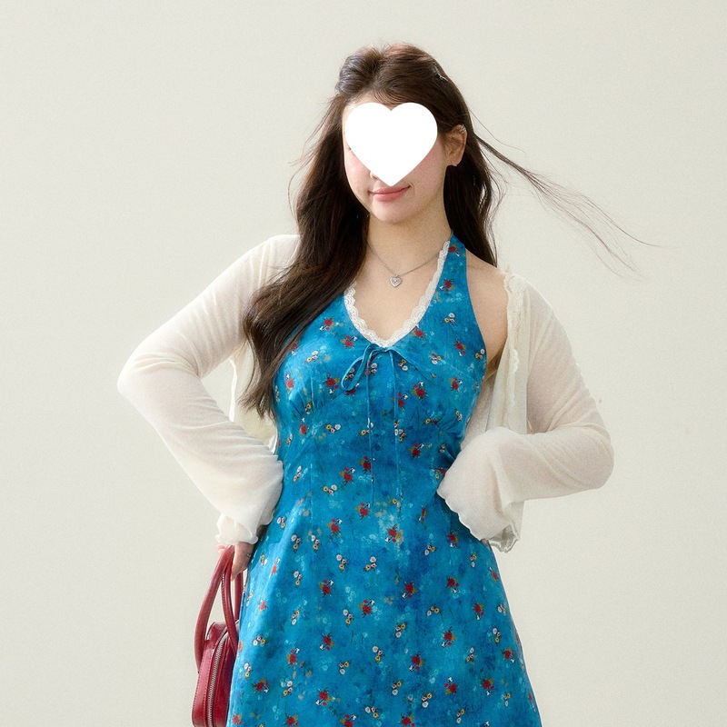 Zhang Daren 大きいサイズの女性服ファットガール mm スリム花柄ドレス海辺のリゾートスタイル夏の美しいホルターネックスカート|undefined