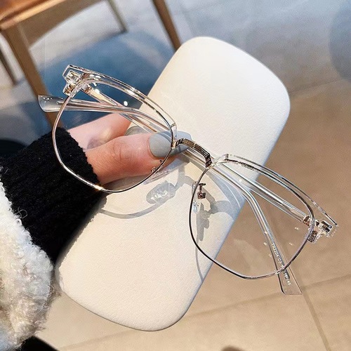 Retro half-rim anti-blue light brow frame, cool and stylish, suitable for round faces and slimming effect, can be paired with prescription or non-prescription glasses